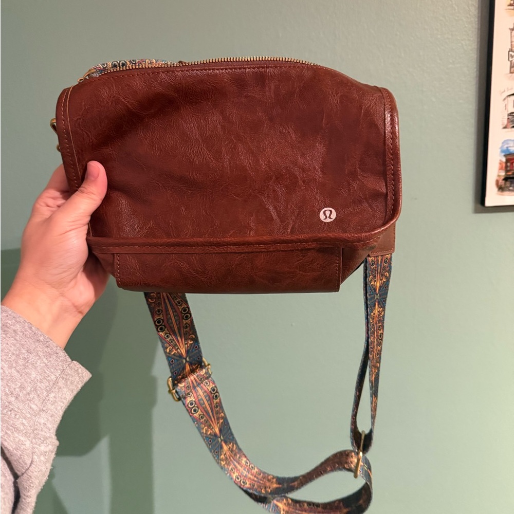 lululemon athletica Brown Belt Bag with Patterned Strap